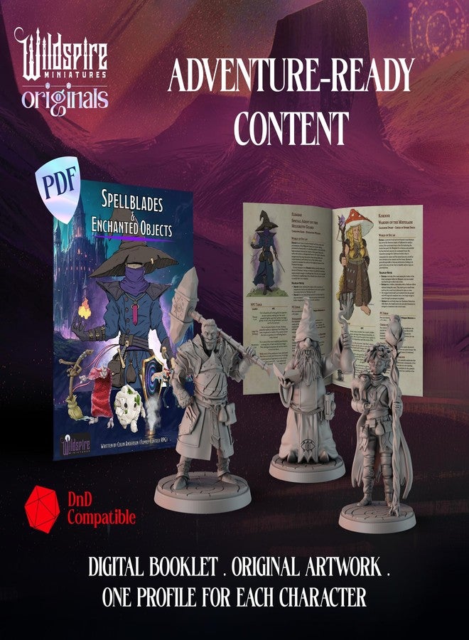 Wildspire Spellblades - Hero Player-Characters & NPC for DND Miniatures Unpainted Bulk 28mm-32mm Scale Dungeons & Dragons Minis D&D Figures Pathfinder DND Minis Accessories for Fantasy Tabletop Games - Image 3